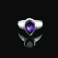 Amethyst Faceted Sterling Silver Ring