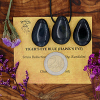 Tigers Eye, Blue (Hawks Eye) Tumblestone Pendant