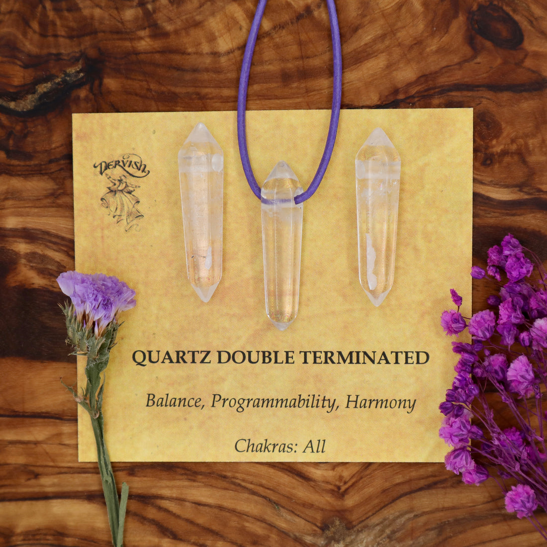 Quartz Double Terminated Polished Tumblestone Pendant