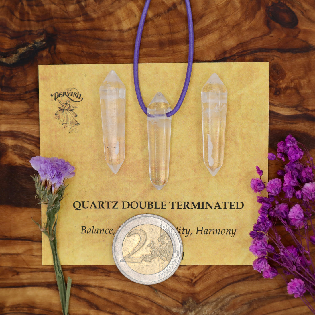 Quartz Double Terminated Polished Tumblestone Pendant