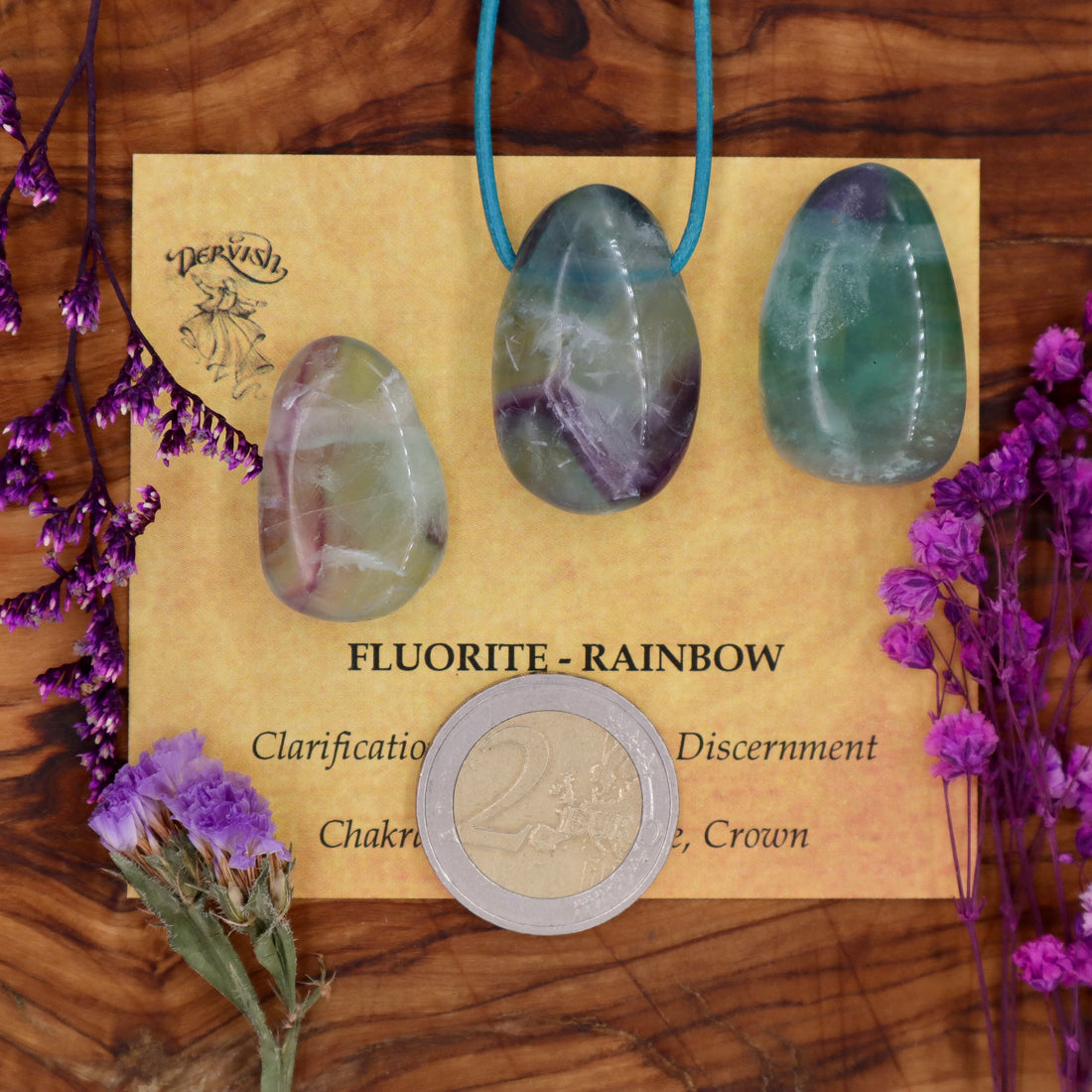 Fluorite, Rainbow Tumblestone Pendant