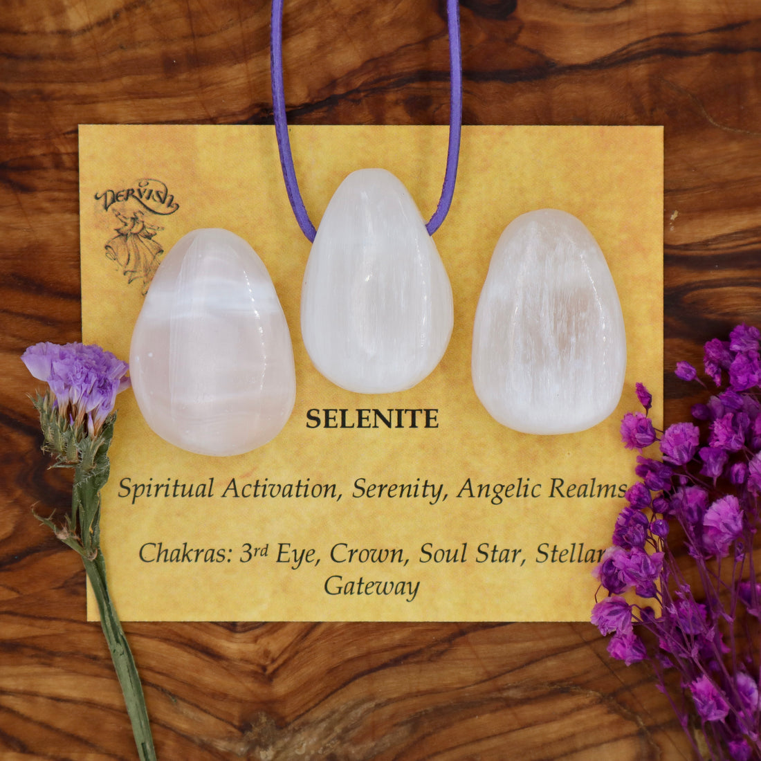 Selenite Tumblestone Pendant