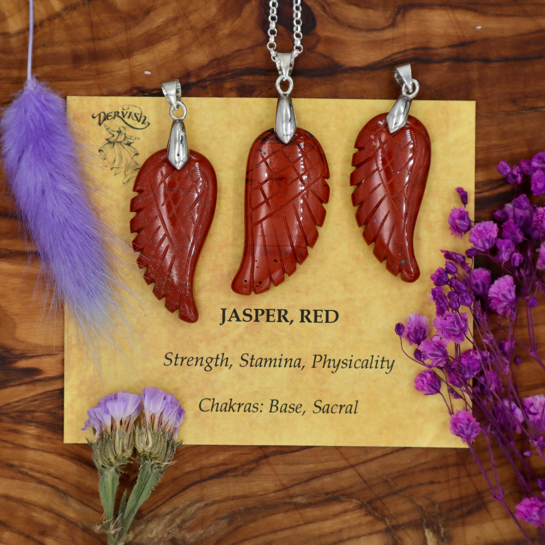 Jasper, Red Angel Wing Pendant