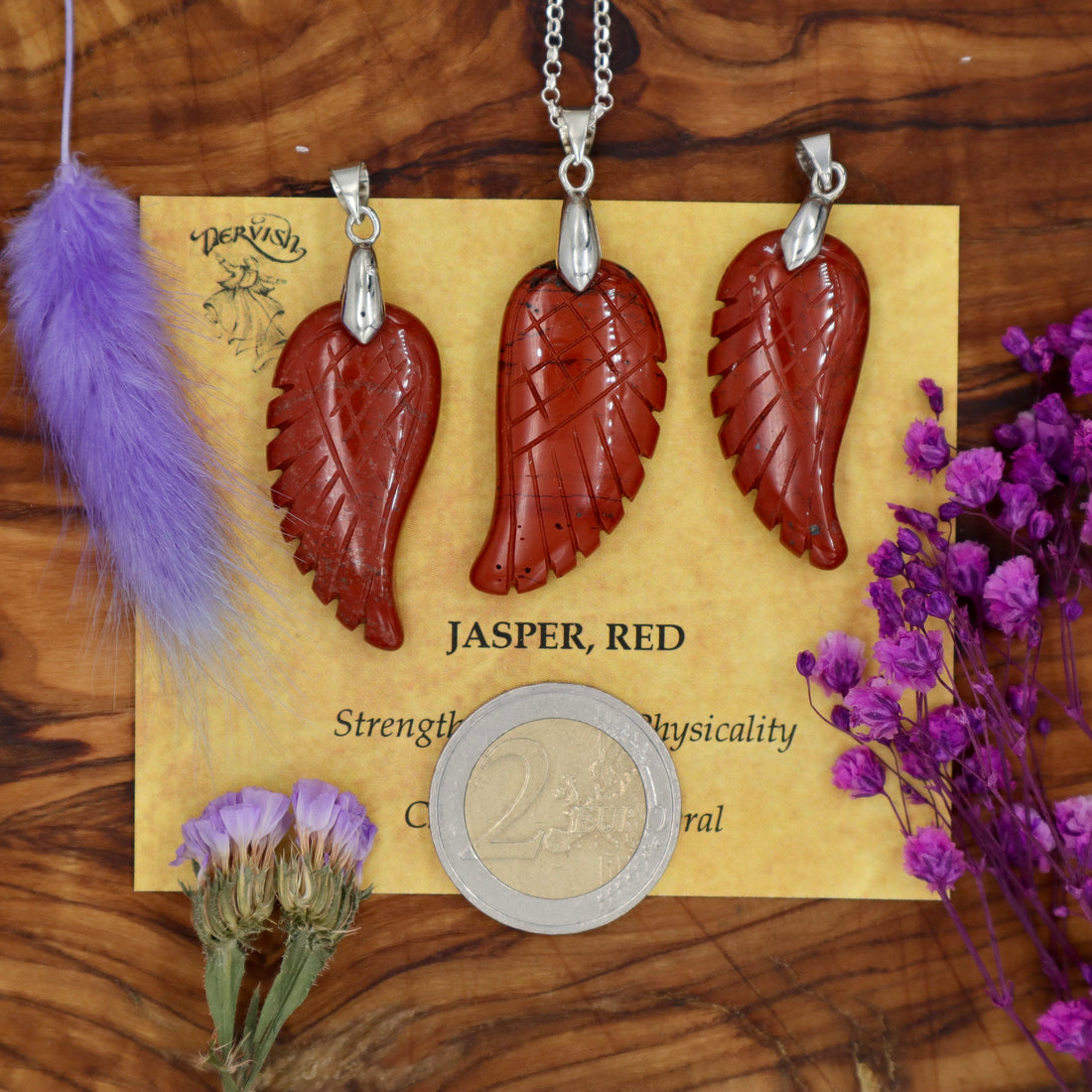 Jasper, Red Angel Wing Pendant