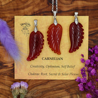 Carnelian Angel Wing Pendant (35mm x 18mm)