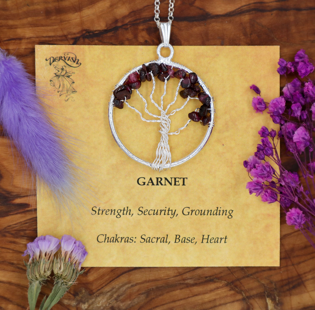 Garnet, Red Tree of Life Pendant
