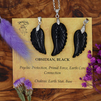 Obsidian, Black Angel Wing Pendant
