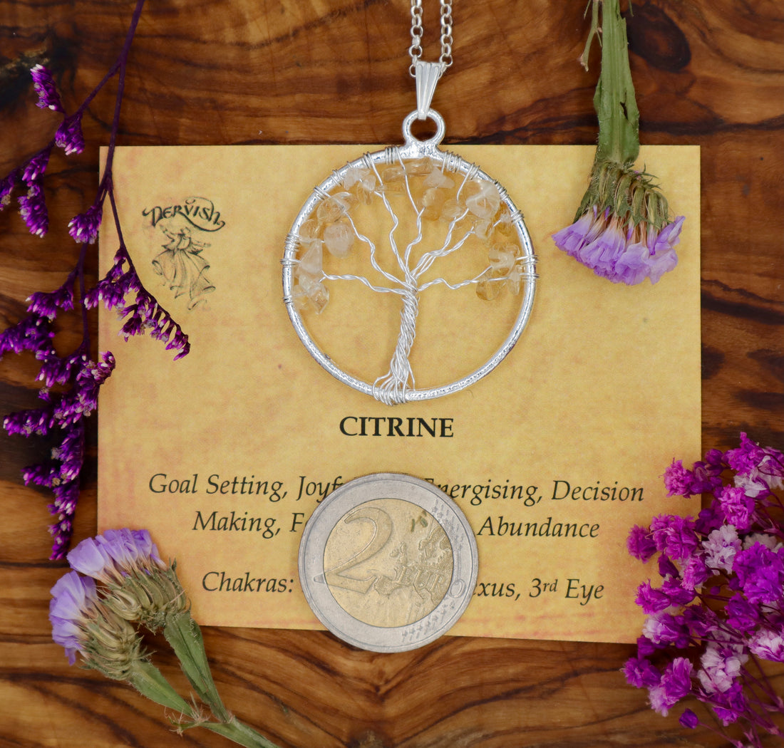 Natural Citrine Tree of Life Pendant