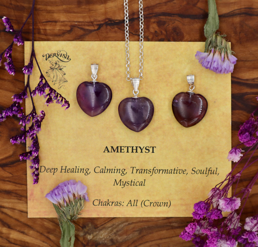 Amethyst, Mini Heart Pendant