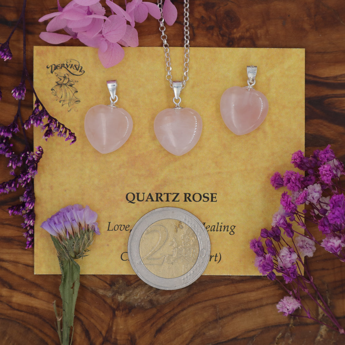 Quartz, Rose Mini Heart Pendant