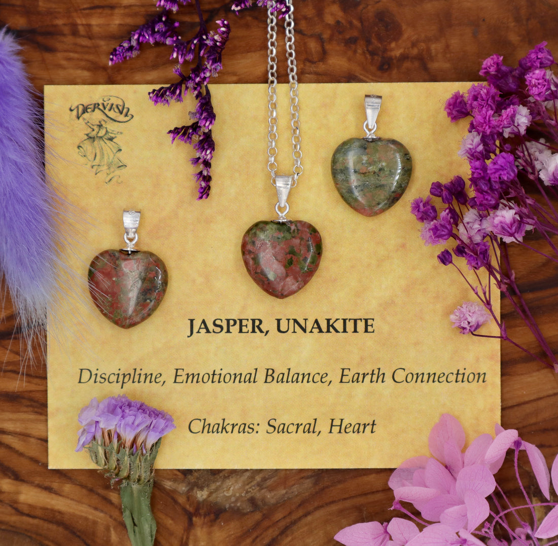 Jasper, Unakite Mini Heart Pendant