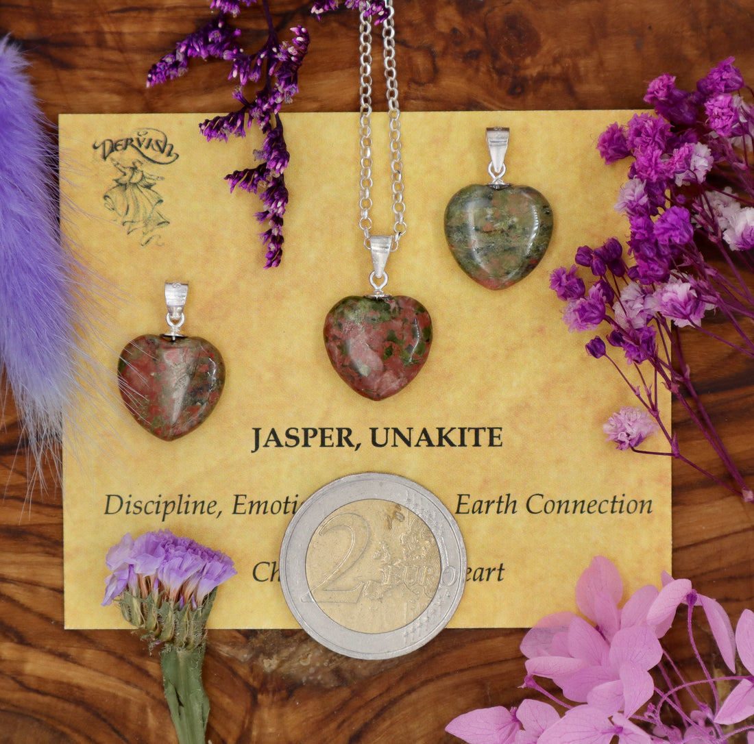 Jasper, Unakite Mini Heart Pendant