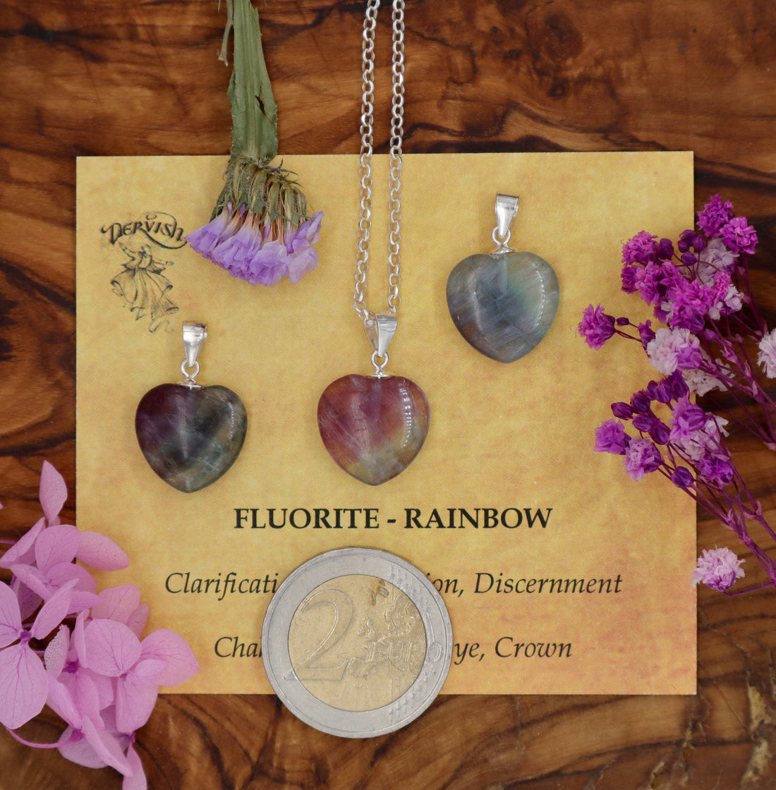 Fluorite, Rainbow Mini Heart Pendant