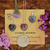 Fluorite, Rainbow Mini Heart Pendant
