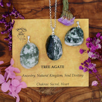 Agate, Tree Tumblestone Pendant With Metal Loop