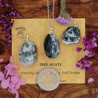 Agate, Tree Tumblestone Pendant With Metal Loop