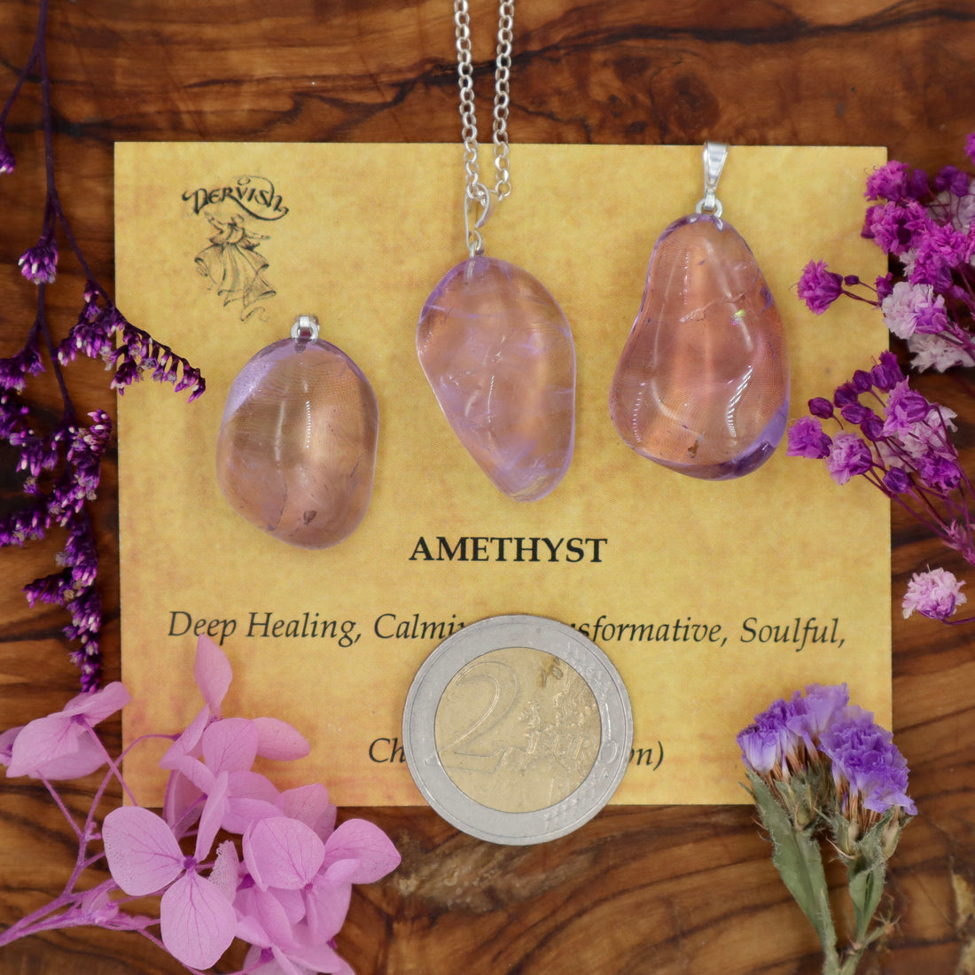 Amethyst (Brazil) Tumblestone Pendant With Metal Loop