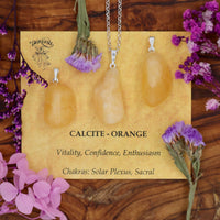 Calcite, Orange Tumblestone Pendant With Metal Loop