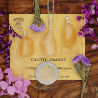 Calcite, Orange Tumblestone Pendant With Metal Loop