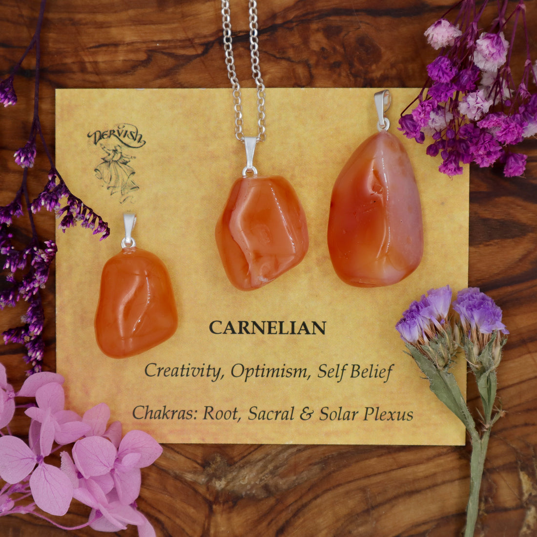 Carnelian Tumblestone Pendant With Metal Loop