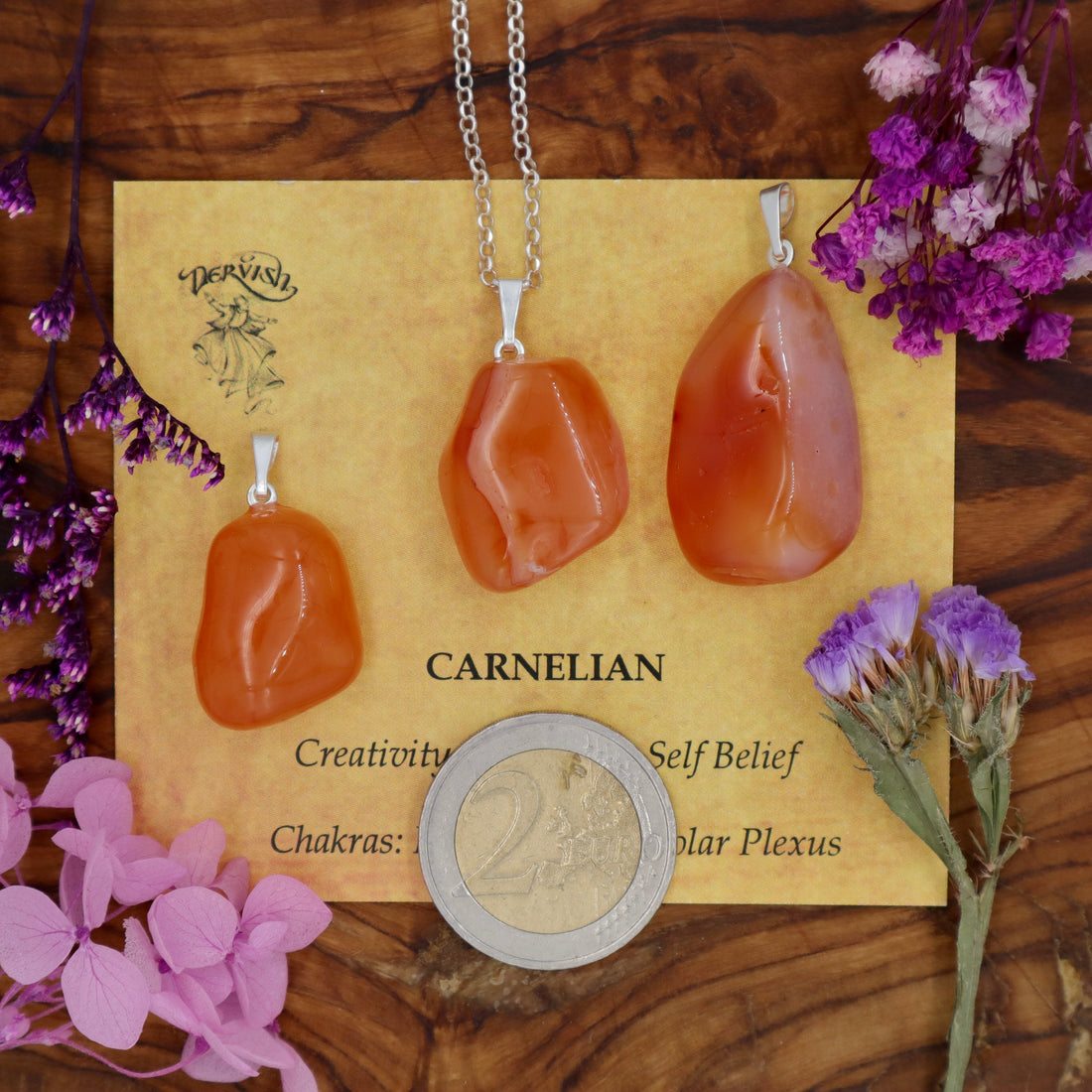 Carnelian Tumblestone Pendant With Metal Loop