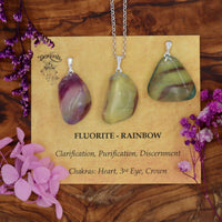 Fluorite, Rainbow Tumblestone Pendant With Metal Loop
