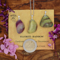 Fluorite, Rainbow Tumblestone Pendant With Metal Loop