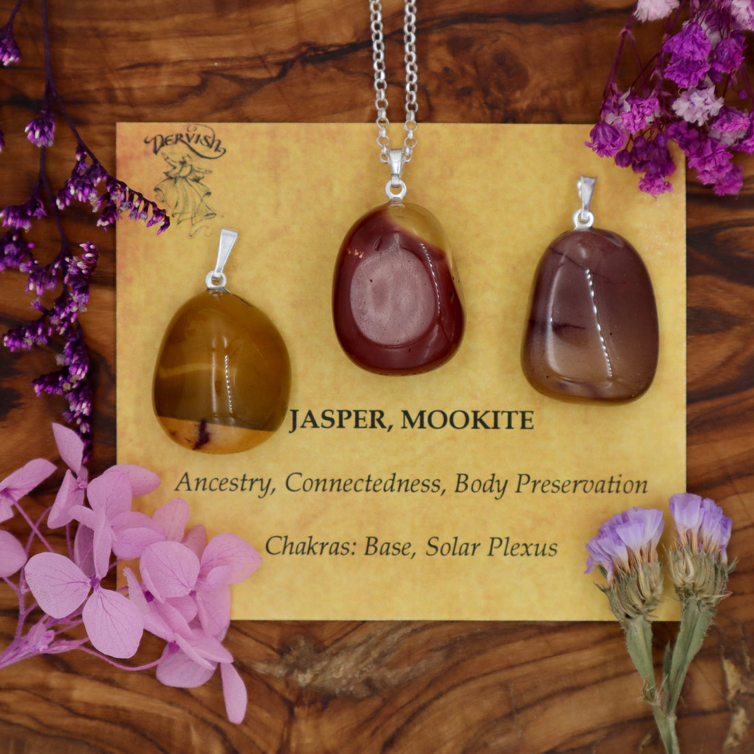 Jasper, Mookite Tumblestone Pendant With Metal Loop