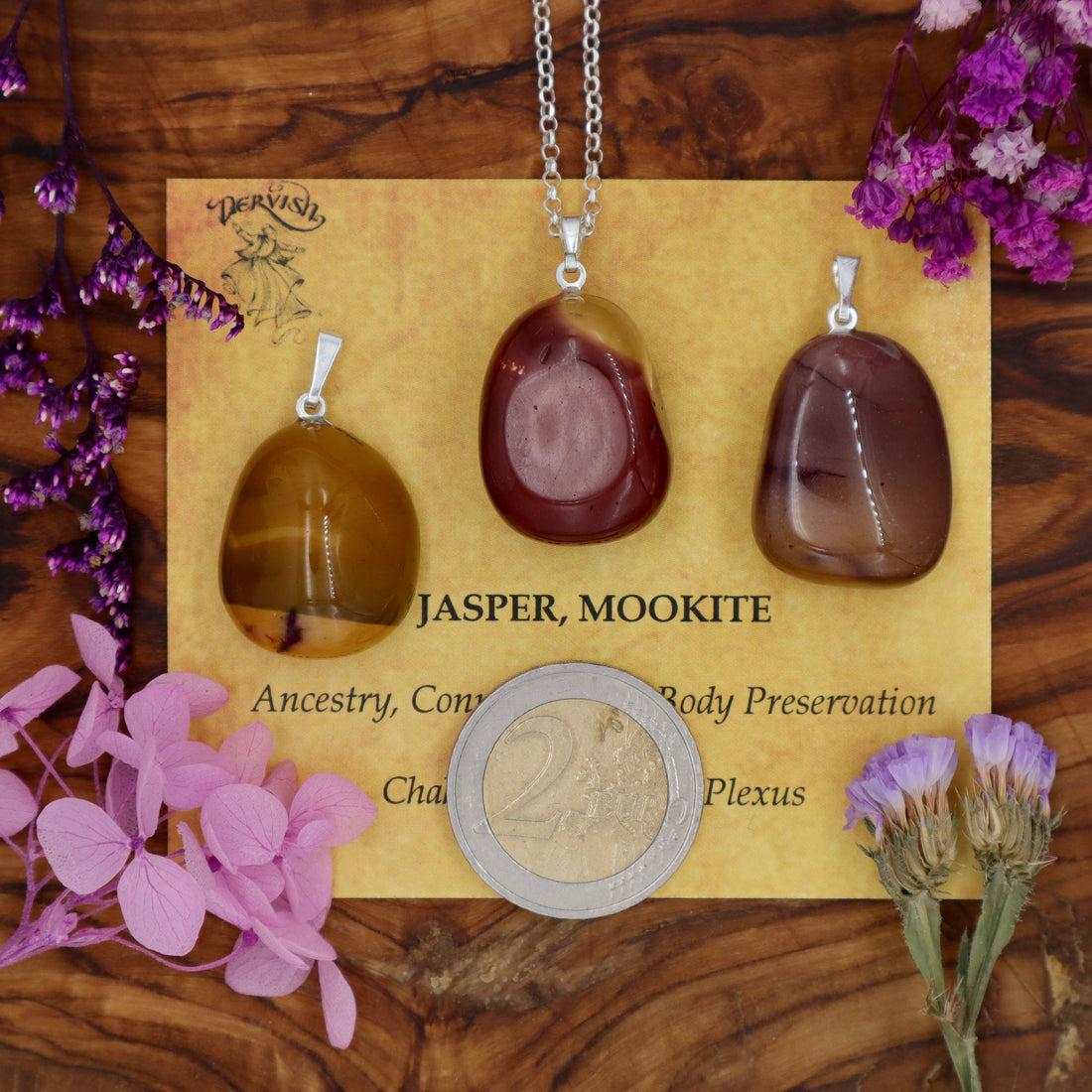 Jasper, Mookite Tumblestone Pendant With Metal Loop