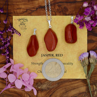 Jasper, Red Tumblestone Pendant With Metal Loop