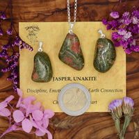Jasper, Unakite Tumblestone Pendant With Metal Loop