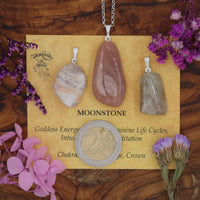 Moonstone Tumblestone Pendant With Metal Loop