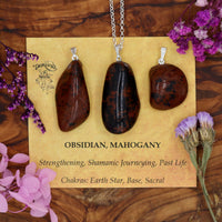 Obsidian, Mahogany Tumblestone Pendant With Metal Loop