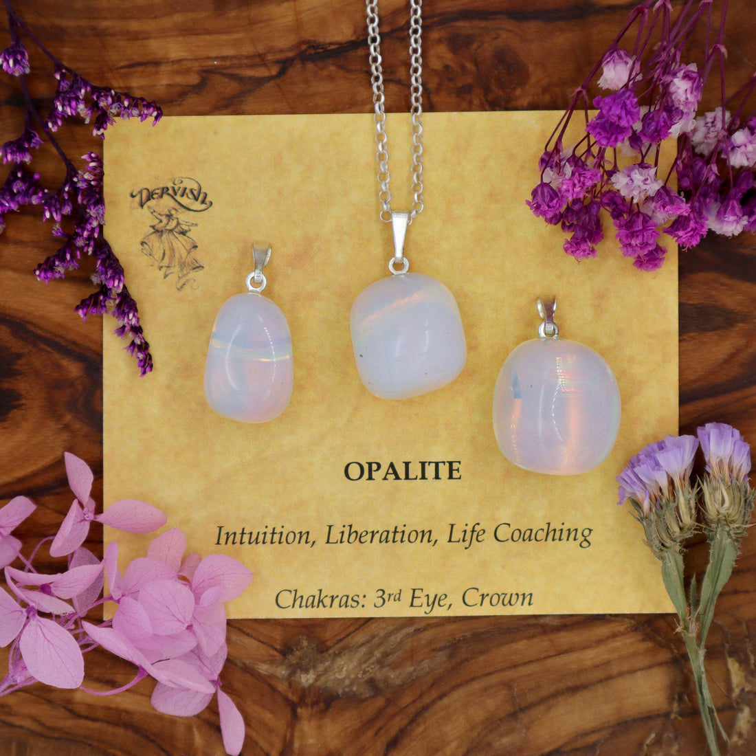 Opalite Tumblestone Pendant With Metal Loop