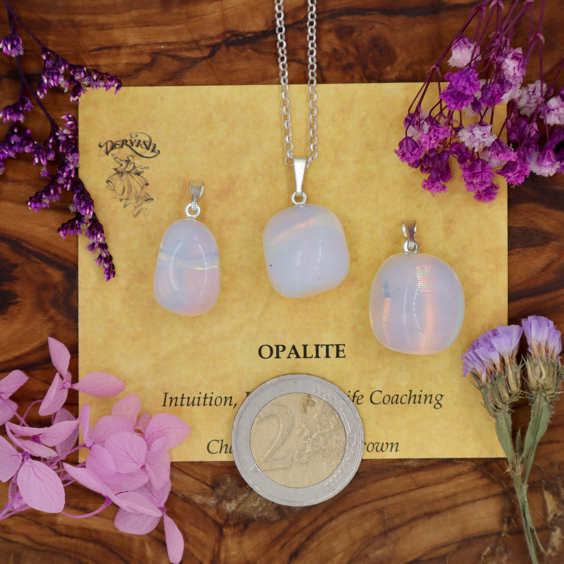Opalite Tumblestone Pendant With Metal Loop