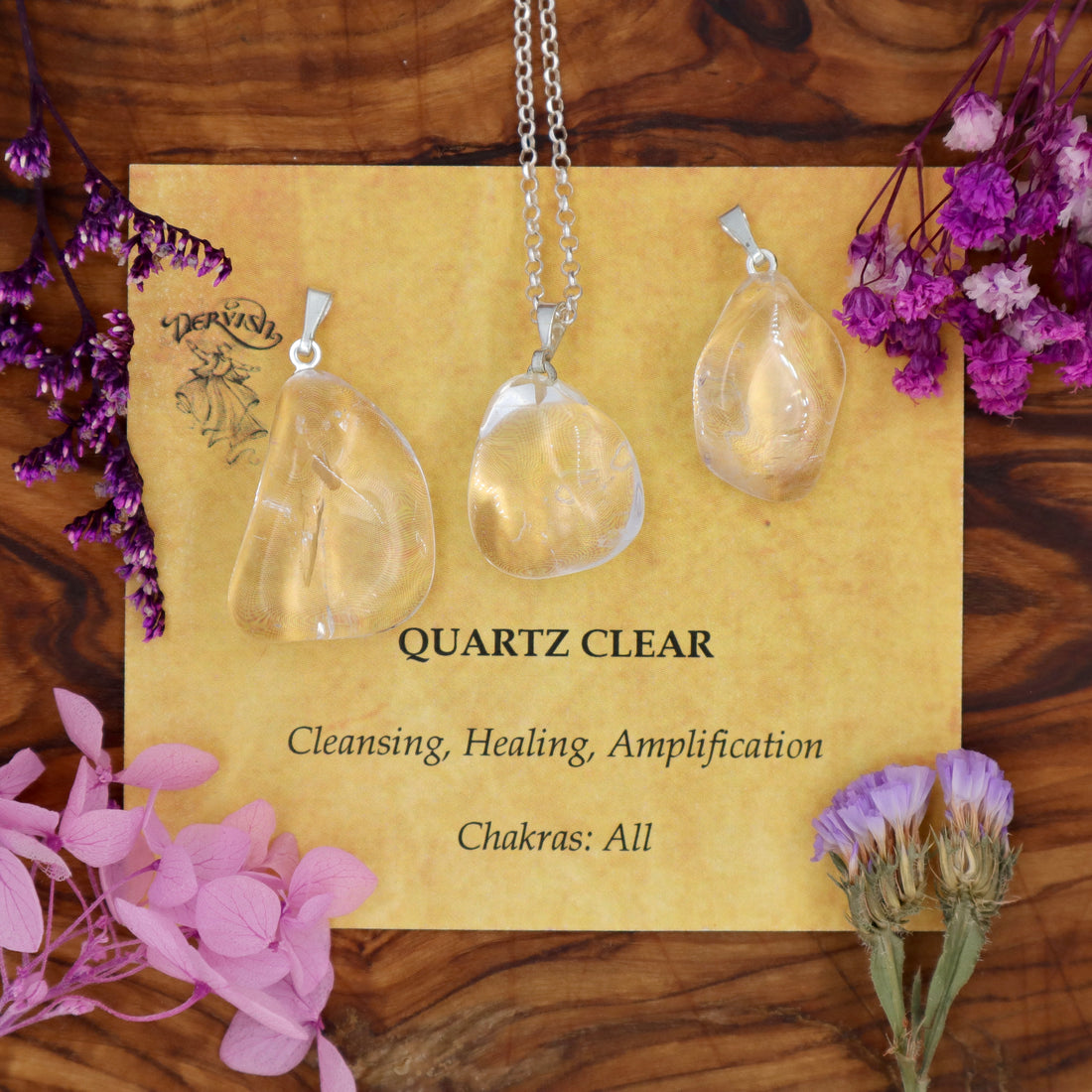 Quartz, Clear Tumblestone Pendant With Metal Loop