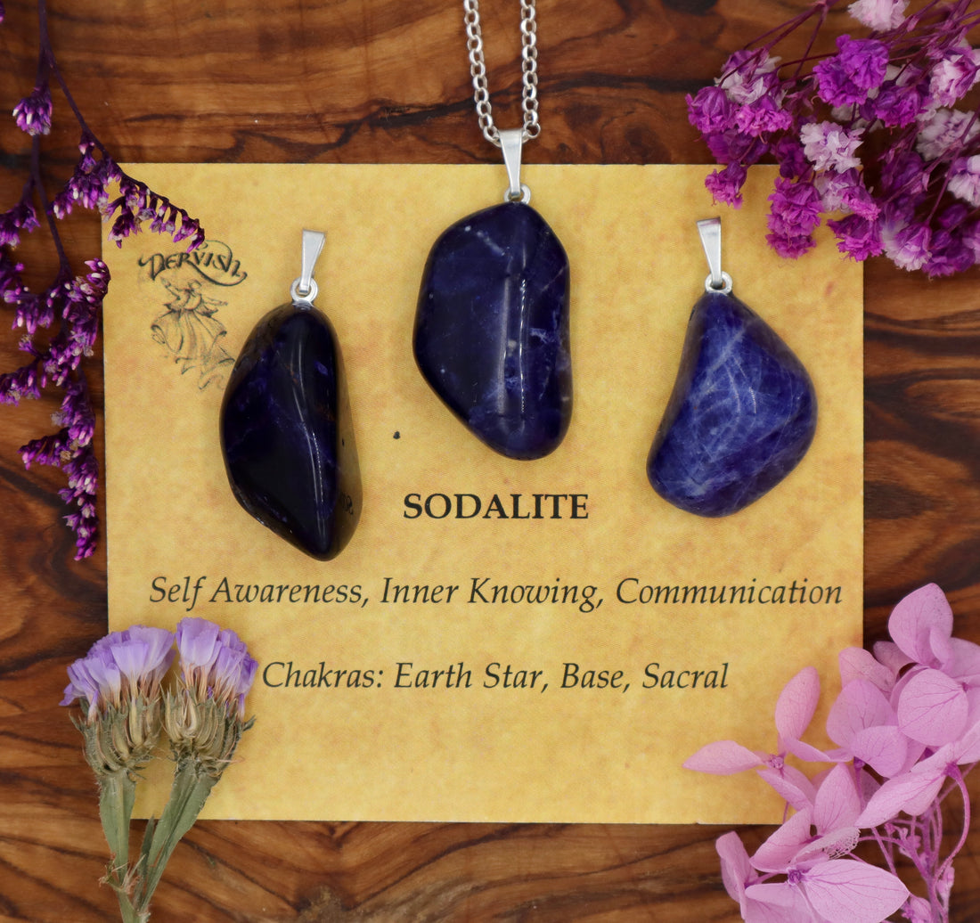Sodalite Tumblestone Pendant With Metal Loop