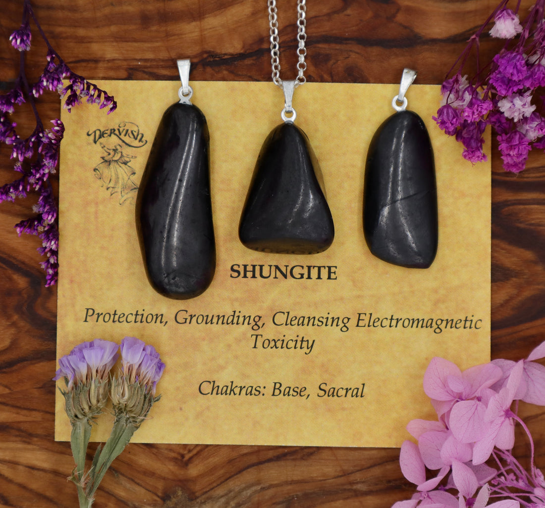 Shungite Tumblestone Pendant With Metal Loop