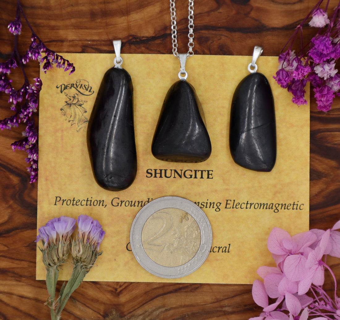 Shungite Tumblestone Pendant With Metal Loop