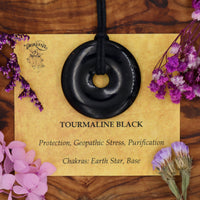 Tourmaline, Black Donut Pendant (30mm, 40mm)