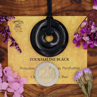Tourmaline, Black Donut Pendant (30mm, 40mm)