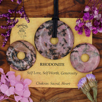 Rhodonite Donut Pendant (30mm, 40mm)