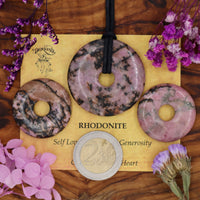 Rhodonite Donut Pendant (30mm, 40mm)