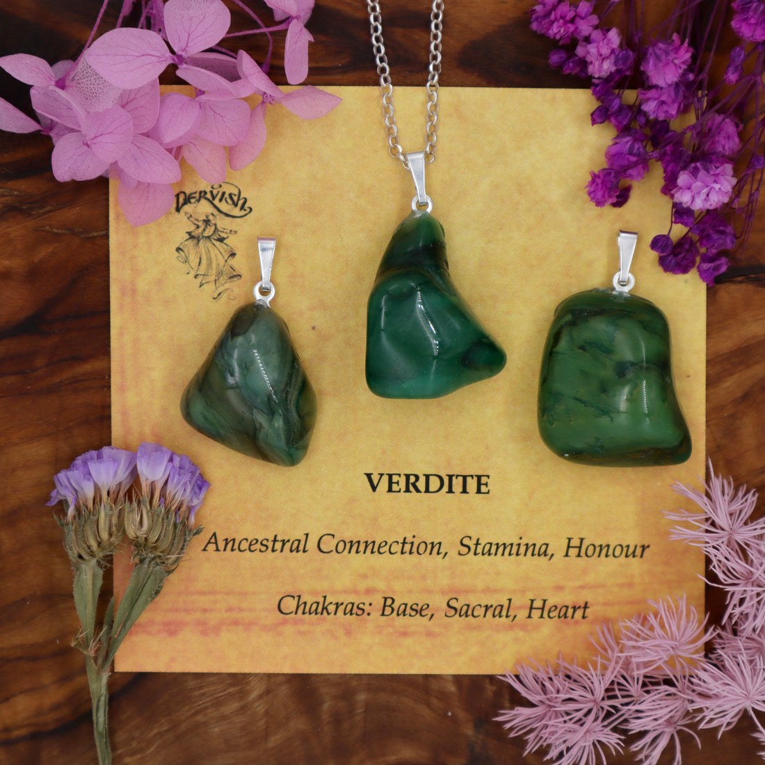 Verdite Tumblestone With Metal Loop