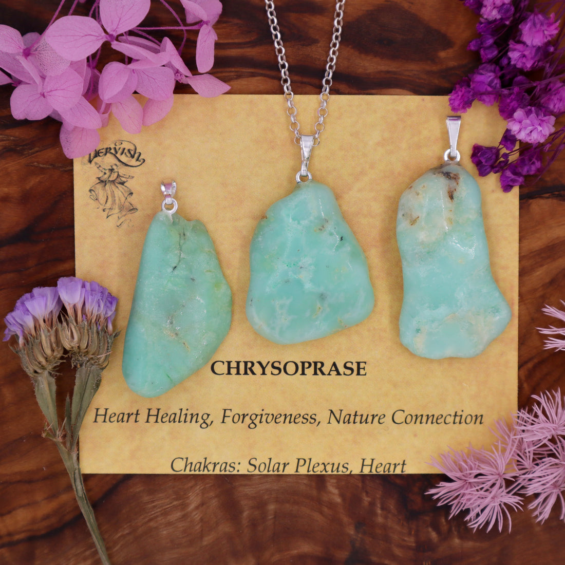 Chrysoprase pendant With Metal Loop