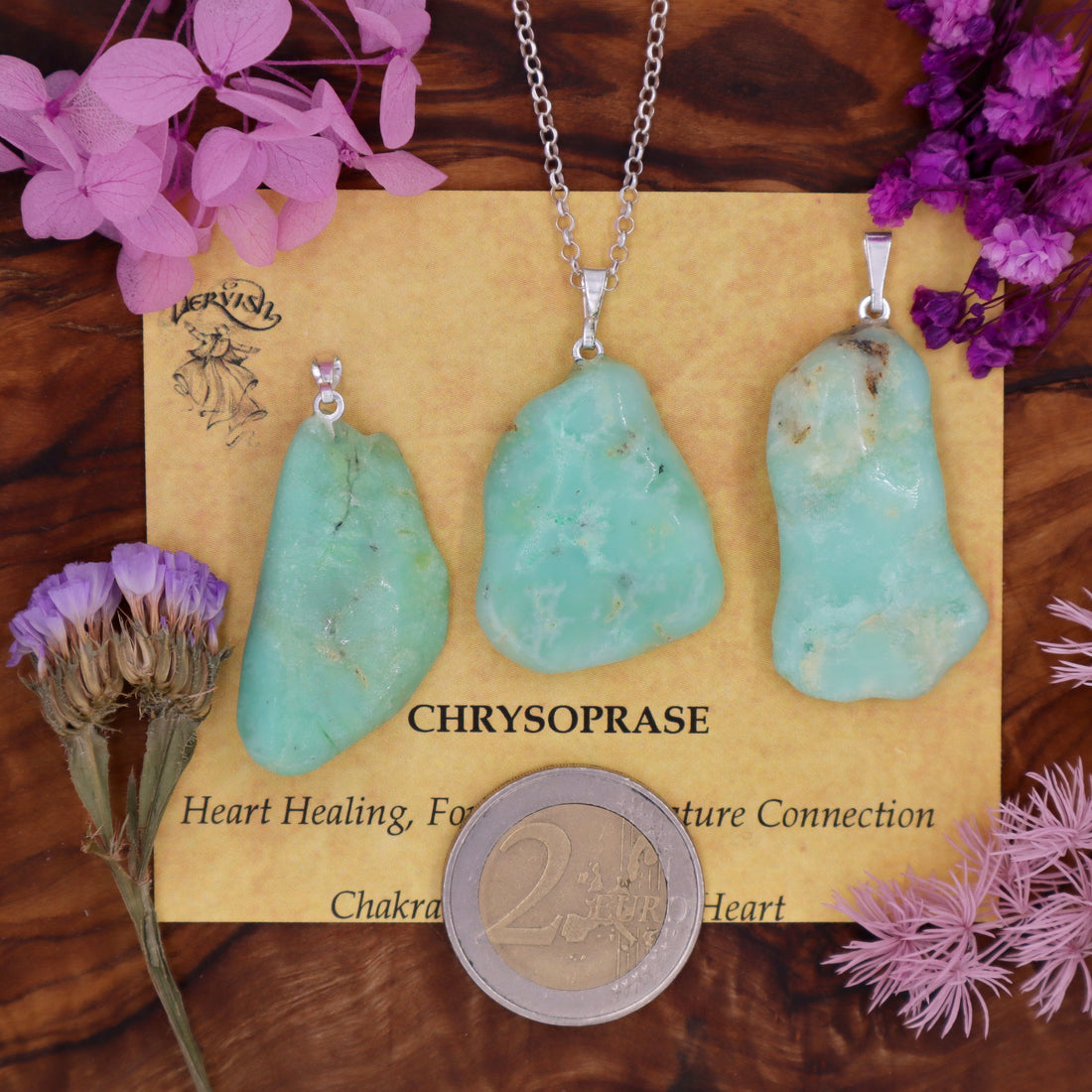 Chrysoprase pendant With Metal Loop