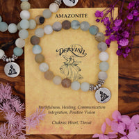 Amazonite Mala Bracelet with Meditation Symbol 8mm