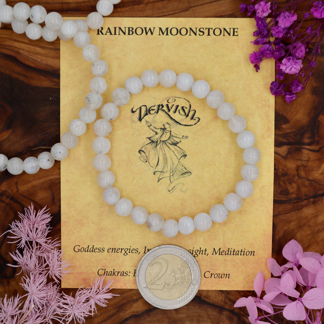 Moonstone, Rainbow Bracelet 8mm (Sphere)