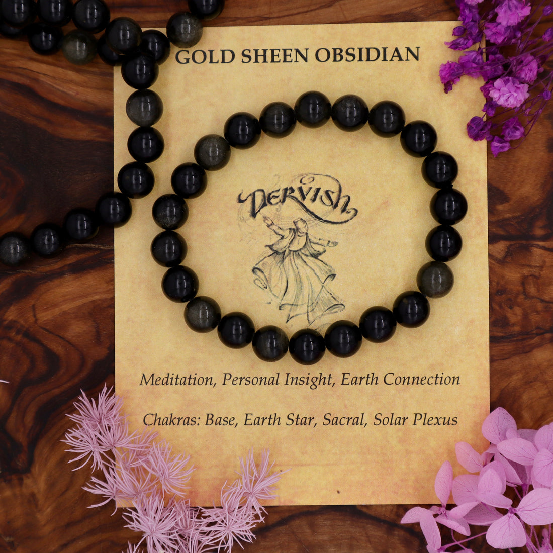 Obsidian, Gold Sheen Bracelet 8mm (Sphere)