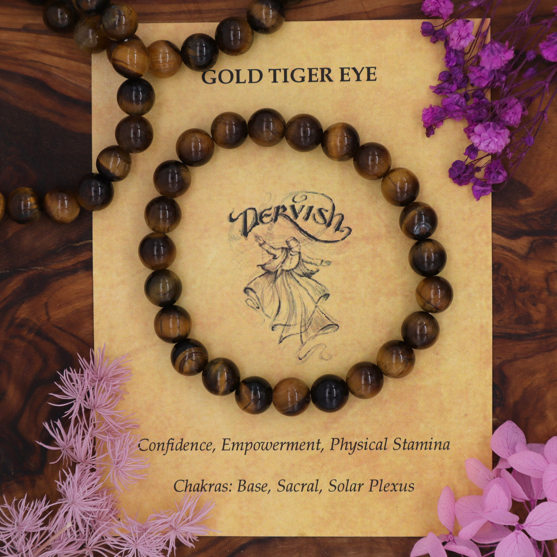 Tiger Eye Gold Bracelet 8mm (Sphere)